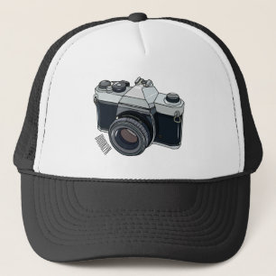 Film camera cartoon illustration trucker hat