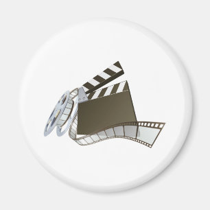 Film clapperboard and movie film reel magnet