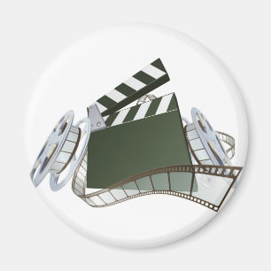 Film clapperboard and movie film reels magnet