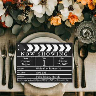 Film Clapperboard Black and White Elegant Wedding  Invitation