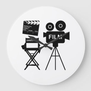 Film Crew Flap director Chair Gift for filmmaker Large Clock