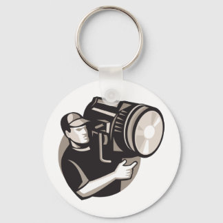 film crew with spotlight fresnel light key ring