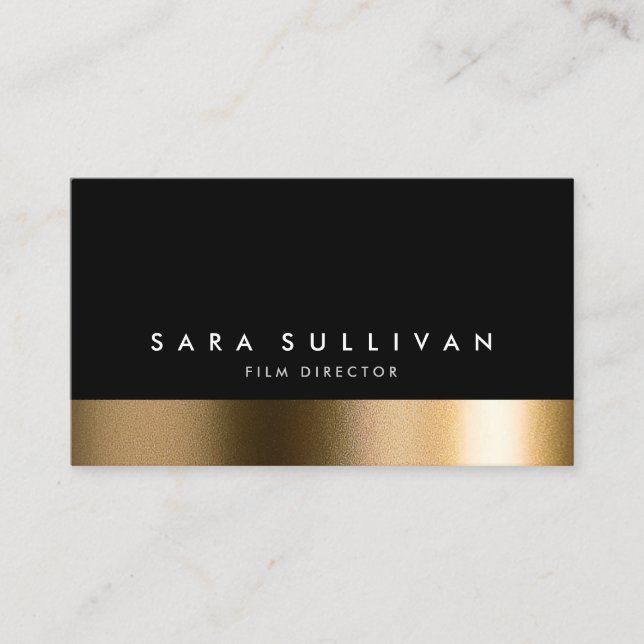 Film Director Bold Black Gold Business Card (Front)