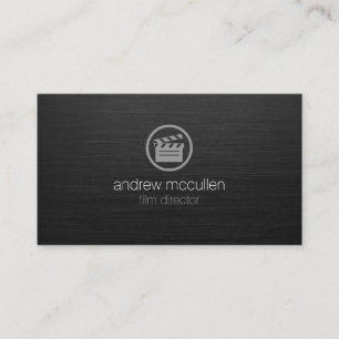 Film Director Clapperboard Icon Dark Brushed Metal Business Card