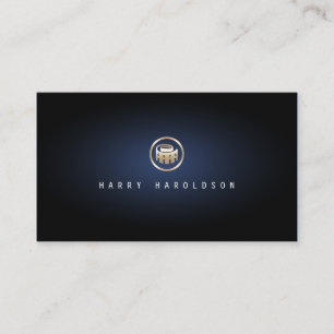 Film Editor Elegant Video Clip Icon Blue Glow Business Card