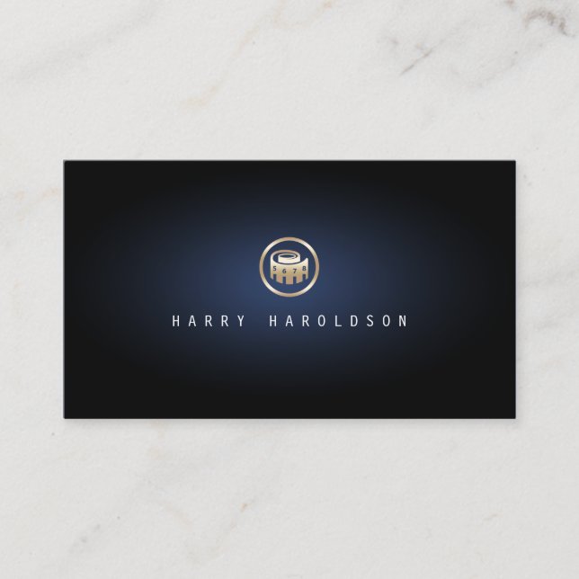 Film Editor Elegant Video Clip Icon Blue Glow Business Card (Front)
