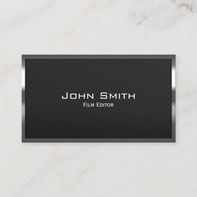 Film Editor Metal Framed Carbon Fibre Business Card (Front)