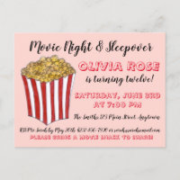 Film Movie Night Sleepover Popcorn Birthday Party