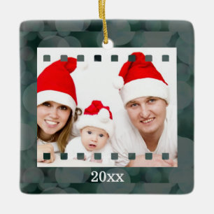 Film Negative Photo with Custom Text Year Keepsake Ceramic Ornament