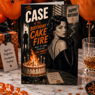Film Noir Birthday Candle Fire Funny Birthday Card