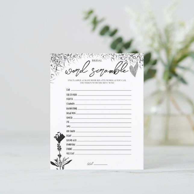 Film Noir - Bridal Word Scramble Game (Standing Front)