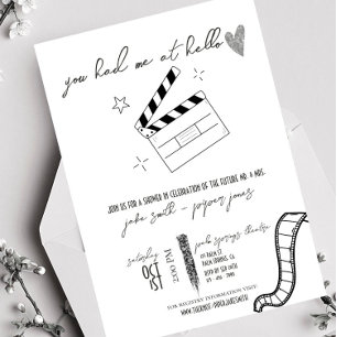 Film Noir - White+Silver - Wedding Shower Invite