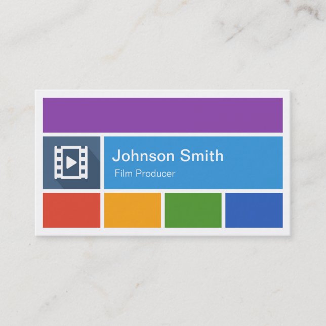 Film Producer - Creative Modern Metro Style Business Card (Front)