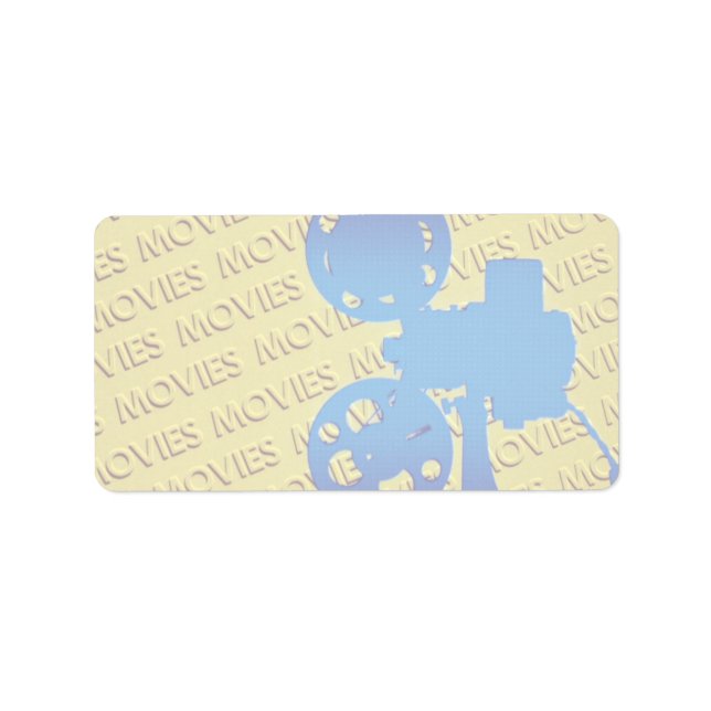 Film projector over yellow "movies" background label (Front)