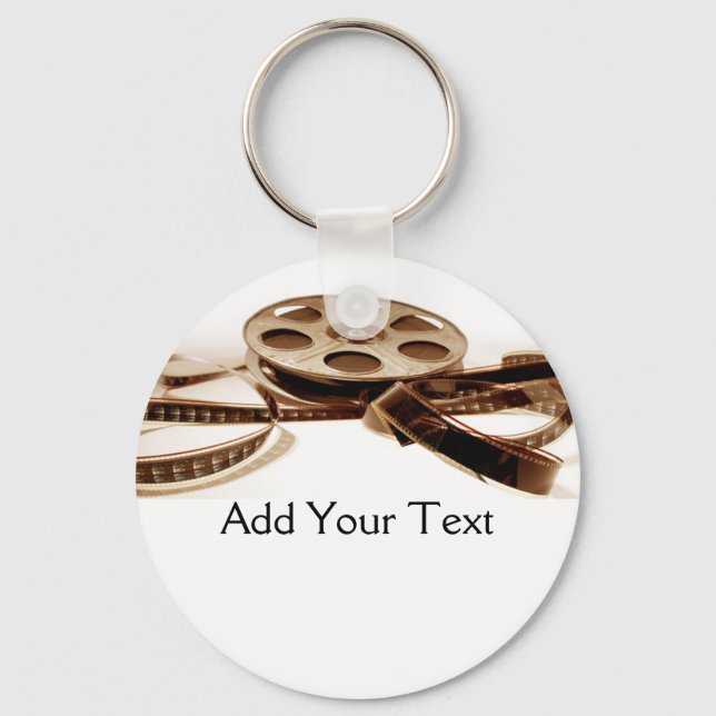 Film Reel in Sepia Tones Background Key Ring (Front)
