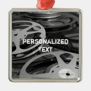 Film Reel / Movie Reel Custom Name Metal Ornament