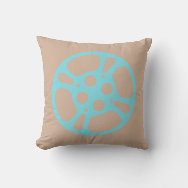 Film Reel / Movie Reel Pillow (Teal) (Front)