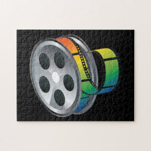 Film reel with colorful tape jigsaw puzzle