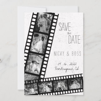 Film Rustic Modern Photo Save the Date Wedding Invitation