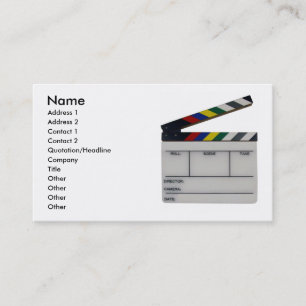 Film slate colour clapboard movie business card