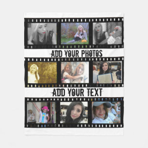 Film Strip 9 Photo frames Fleece Blanket