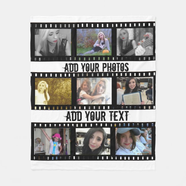Film Strip 9 Photo frames Fleece Blanket (Front)