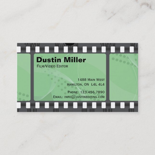 Film Strip - Green Business Card (Front)