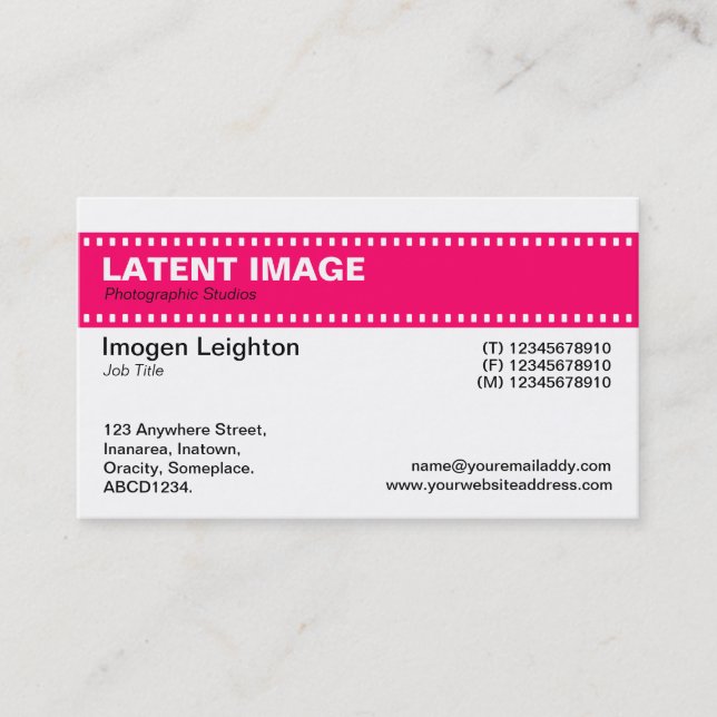 Film Strip Header - Neon Red Business Card (Front)