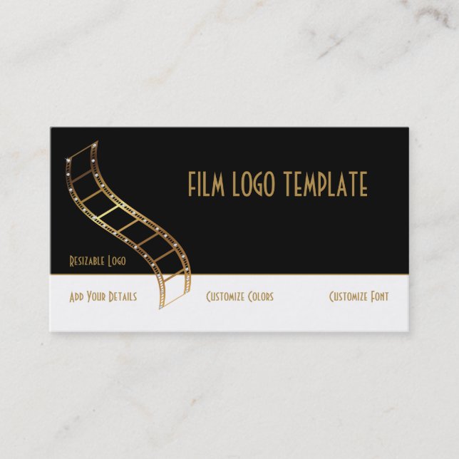 Film Strip Metallic Gold Film Business Card (Front)