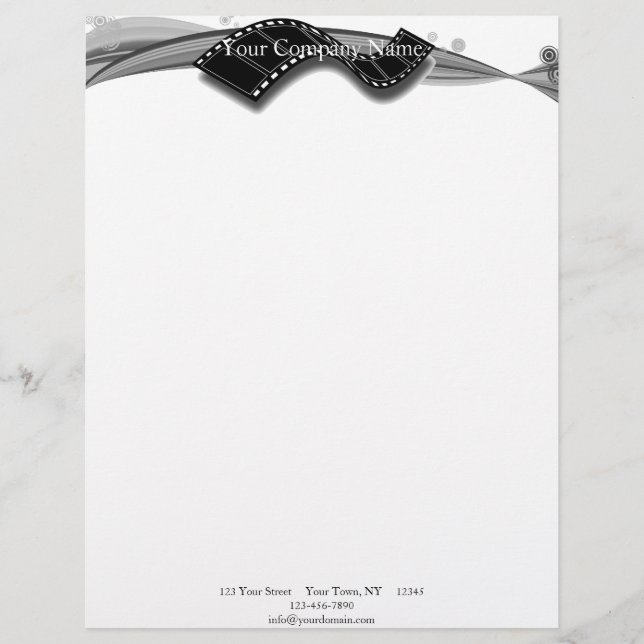 Film Strip on Black and White Ribbon Custom Letterhead (Front)