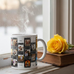 Film Strip Photo Collage Custom 26-Photo Memory Coffee Mug