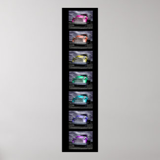 film strip rainbow vintage chevy pickup poster
