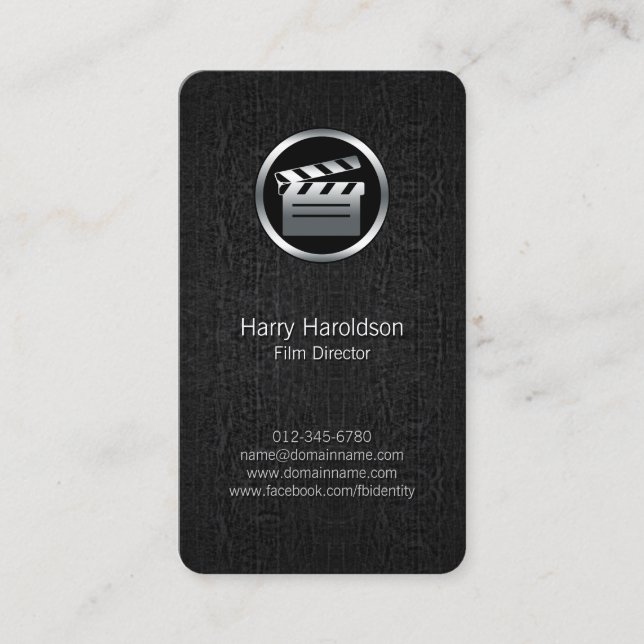 FilmDirector Clapperboard BlackGrunge BusinessCard Business Card (Front)