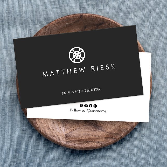 Filmmaker and Video Editor Film Reel Logo,  Business Card (Creator Uploaded)