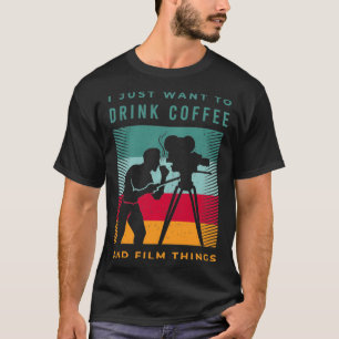 Filmmaker Costume for a Coffee Loving Film Editor T-Shirt