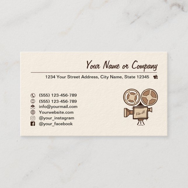 Filmmaker, film producer, director, actor. business card (Front)