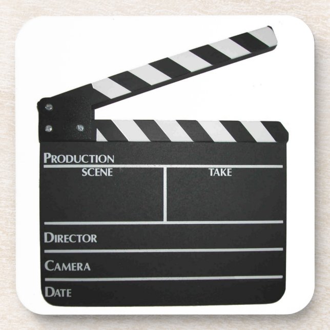 Filmmaker Film slate clapboard movie coasters (Front)