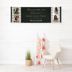 Filmstrip Four Photo Collage Graduation   Green Banner