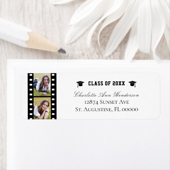Filmstrip Photo Collage Graduation Address Return Address Label (Insitu)