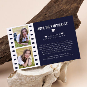 Filmstrip Photo Collage Graduation Blue Enclosure Card