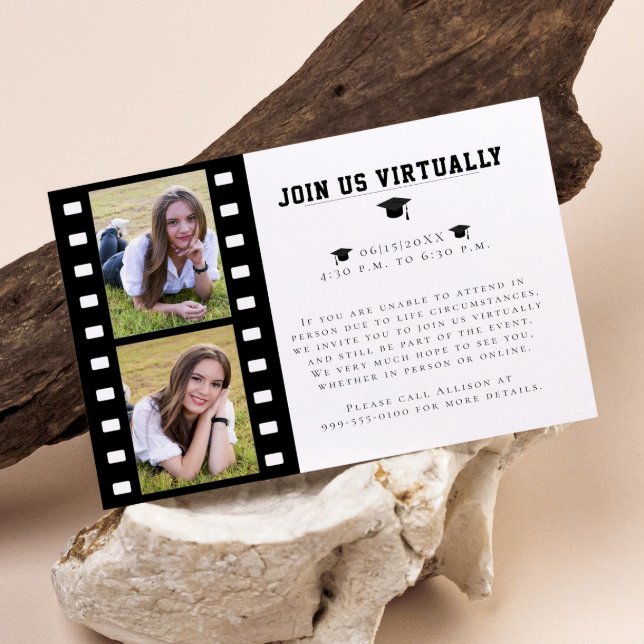 Filmstrip Photo Collage Graduation Enclosure Card (White Filmstrip Photo Collage Graduation Enclosure Card)