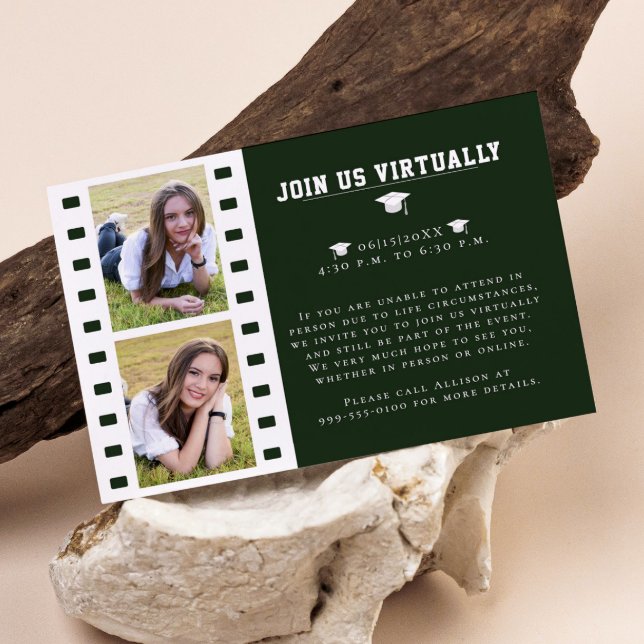 Filmstrip Photo Collage Graduation | Green Enclosure Card (Green Filmstrip Photo Collage Graduation Enclosure Card)