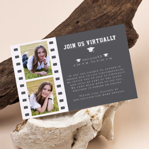 Filmstrip Photo Collage Graduation Grey Enclosure Card