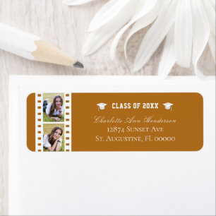 Filmstrip Photo Collage Graduation Orange Address Return Address Label