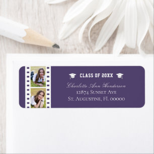 Filmstrip Photo Collage Graduation Purple Address Return Address Label