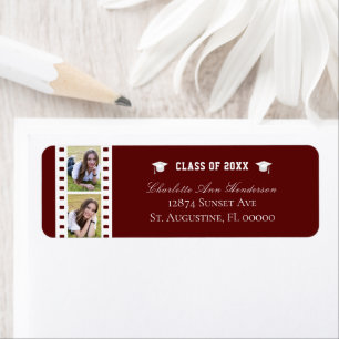 Filmstrip Photo Collage Graduation Red Address Return Address Label