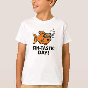 Fin-Tastic Day Cute Orange Fish Design T-Shirt