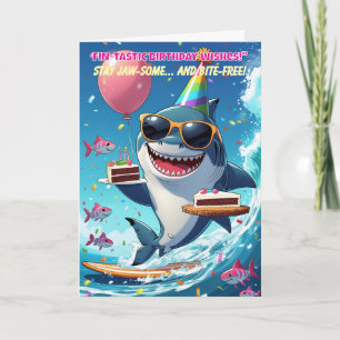 FIN-tastic Funny Shark Birthday Greeting Card