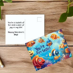 Fin-tastic Kid Friendly Valentine's Day Holiday Postcard