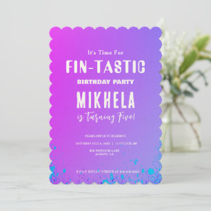 Fin-tastic Mermaid Theme Background Birthday Invitation